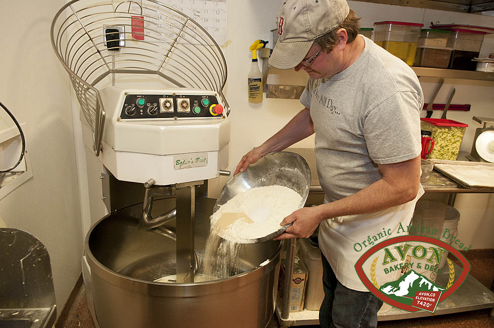 Mixing organic artisan bread